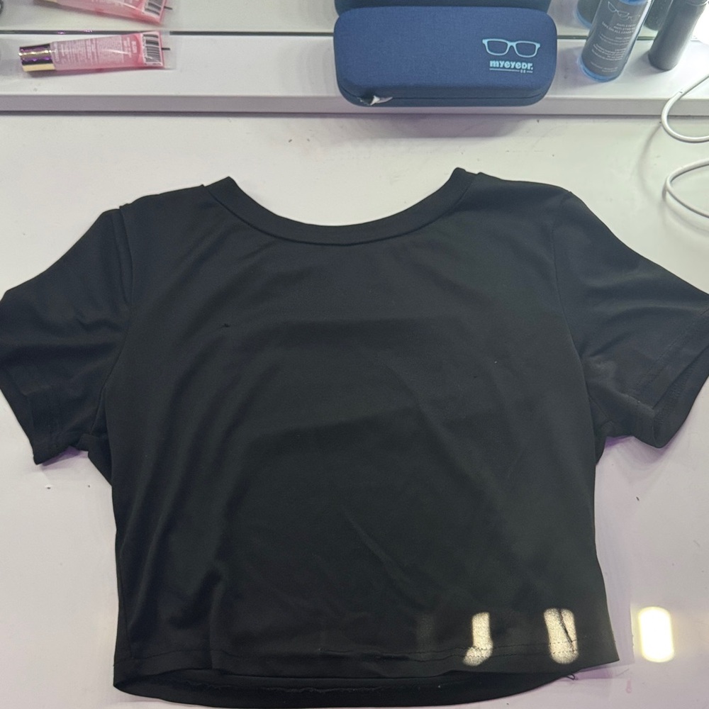 SHEIN Black Short Sleeve Crop Top (slightly streched out)
